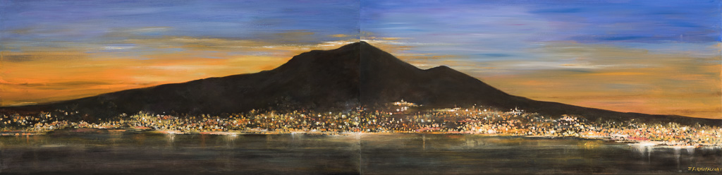 Bay of Naples by night ( diptych)                                             20x79 in.