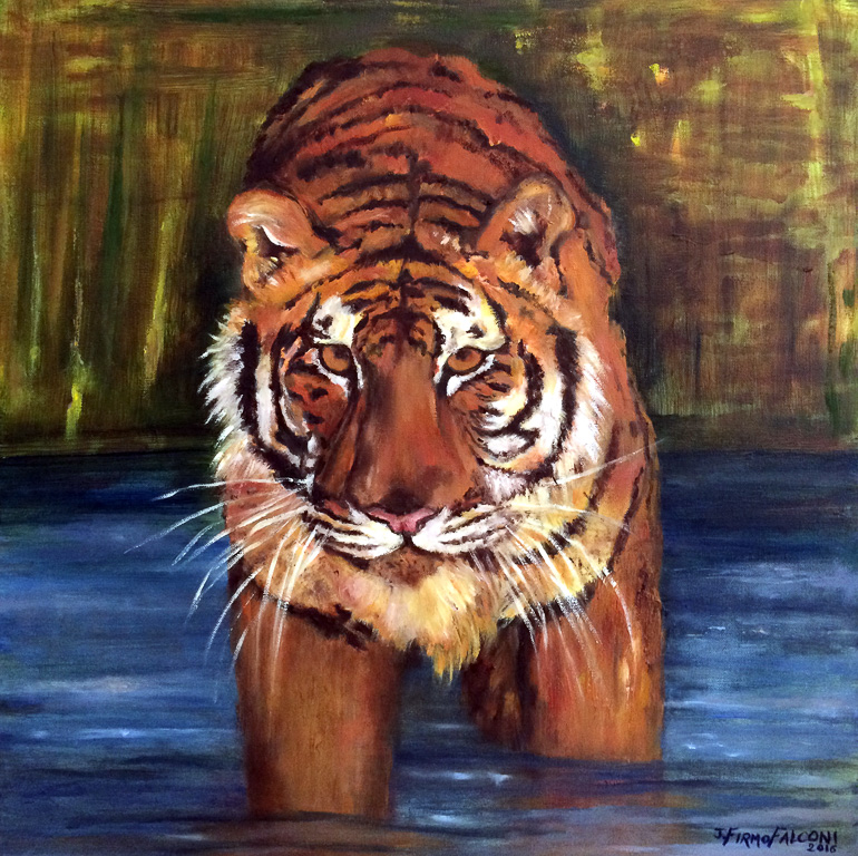 Tiger bathing